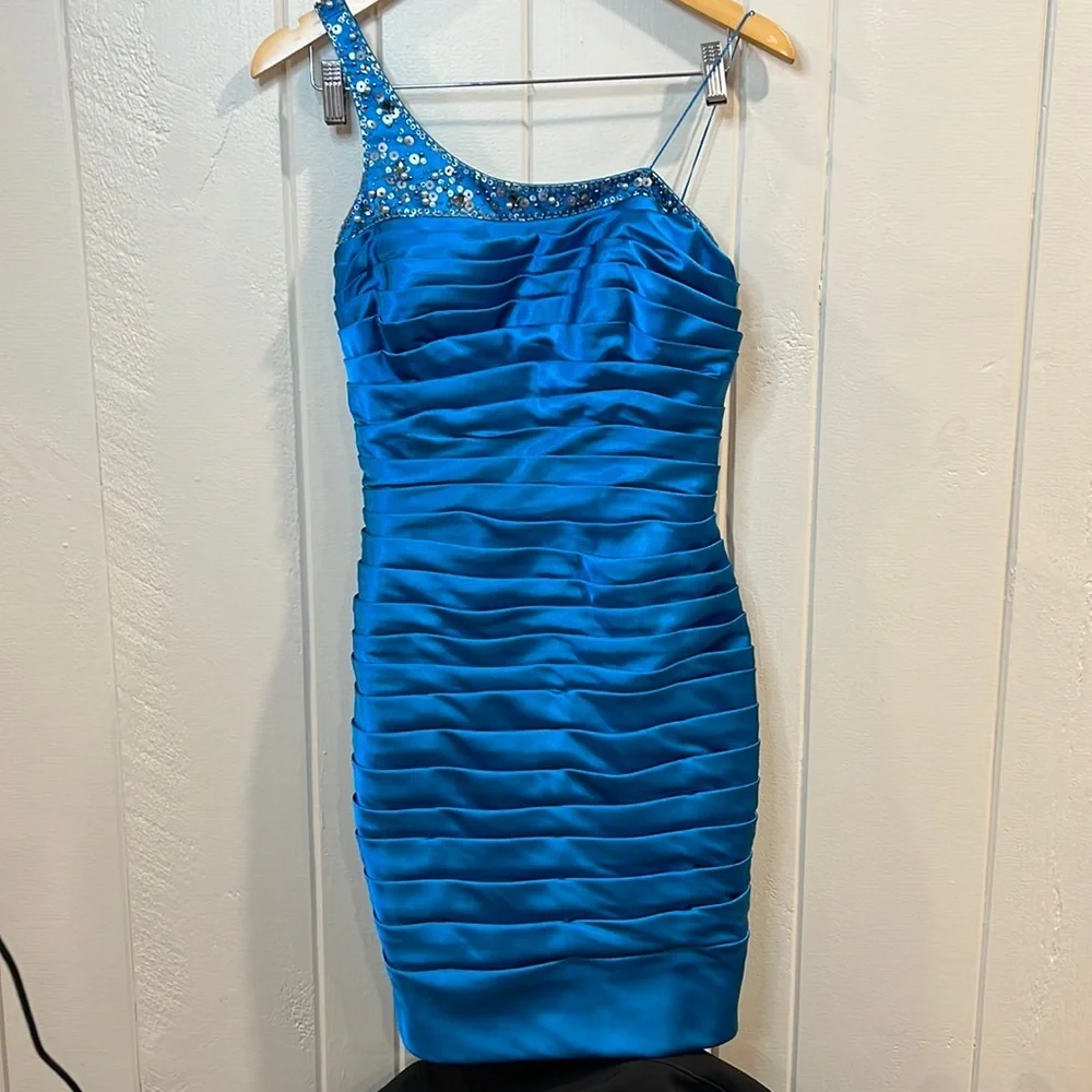 Adrianna Papell Sequin Dress Vivid Blue - Picture 1 of 8
